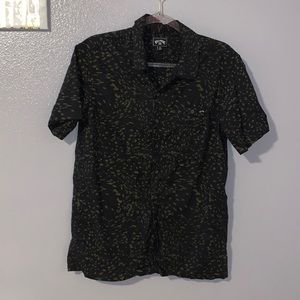 Billabong black speckled green lightweight organic cotton button Down shirt